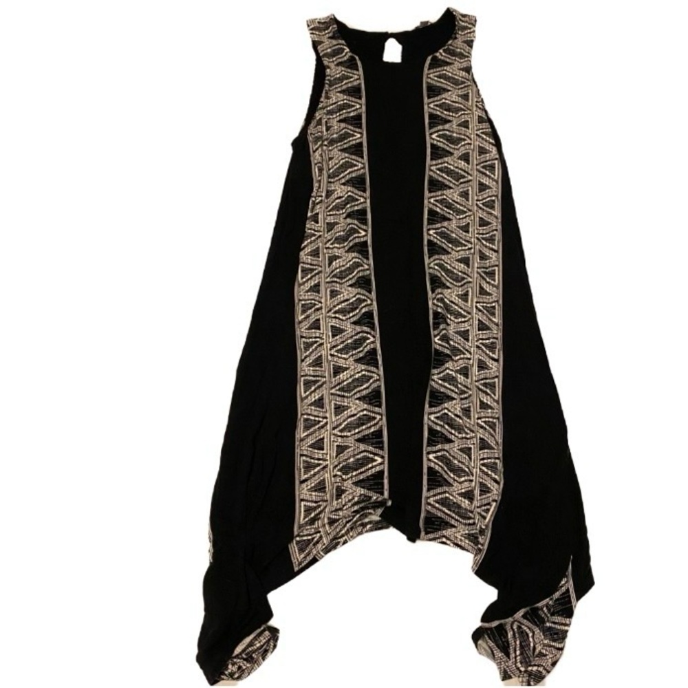 Cato Women’s Large Black and White Sleeveless Boho Dress  - Button Loop Close